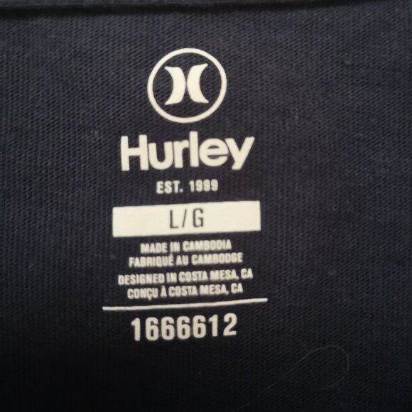 Hurley Men's Size Large Navy w/ Hurley Logo on Front Short Sleeve T-shirt - Picture 3 of 4
